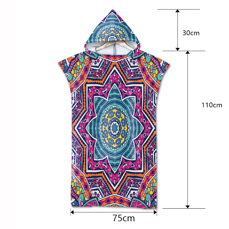 Ręcznik kąpielowy z mikrofibry z kapturem dla dorosłych – szybkoschnące poncho plażowe 110 × 75 cm